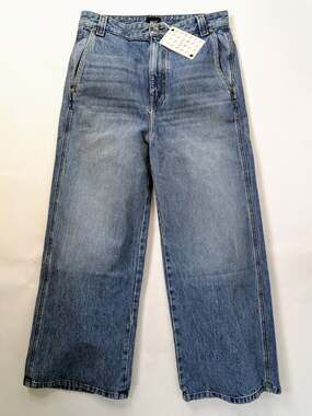 Khaite Ian Wide Leg Jeans 27 NWT Blue 100% Cotton Made in USA High Rise